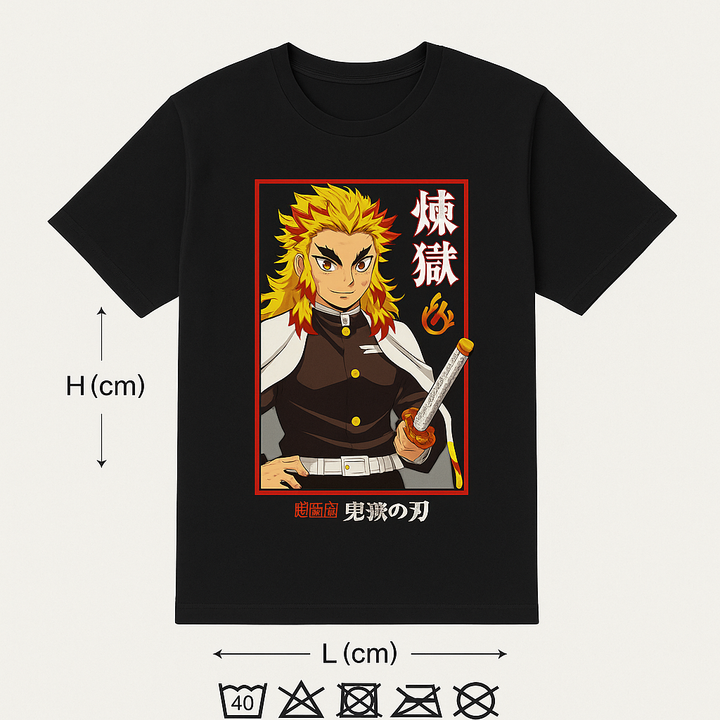 DEMON SLAYER - Tshirt noir unisexe - Rengoku
